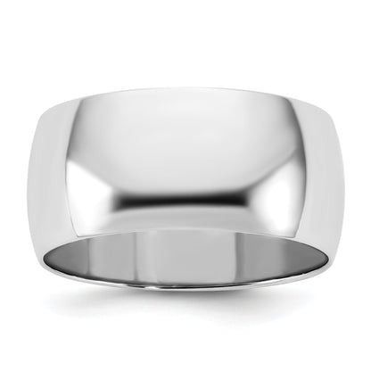 10K White Gold 10Kw 9mm Lightweight Half Round Band Size 10