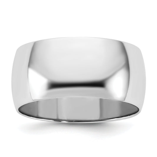10K White Gold 10Kw 9mm Lightweight Half Round Band Size 10.5