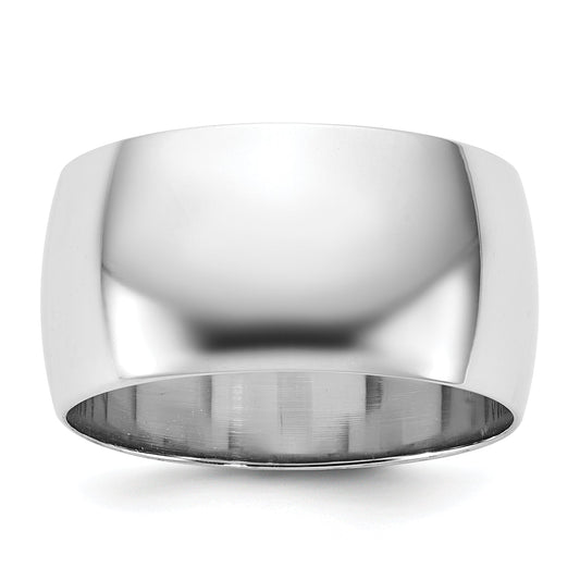 10K White Gold 10Kw 10mm Lightweight Half Round Band Size 6.5