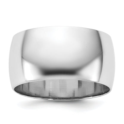 10K White Gold 10Kw 10mm Lightweight Half Round Band Size 8