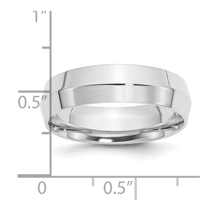 18k White Gold 6mm Knife Edge Comfort Fit Wedding Band Ring