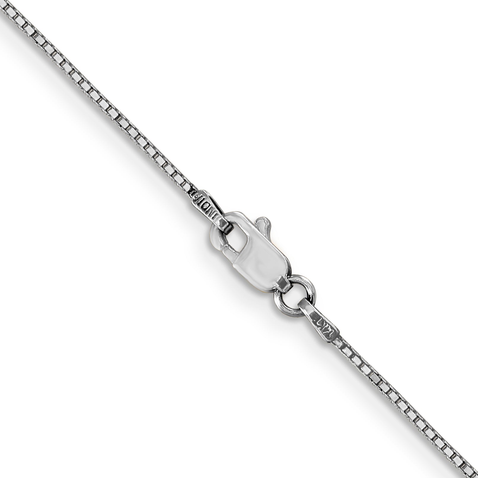 14K White Gold 22 Inch .9mm Box With Lobster Clasp Chain Necklace