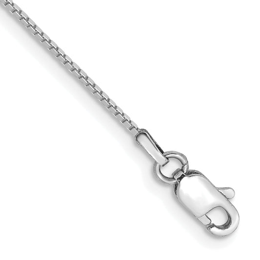 14K White Gold 7 Inch .9mm Box With Lobster Clasp Bracelet