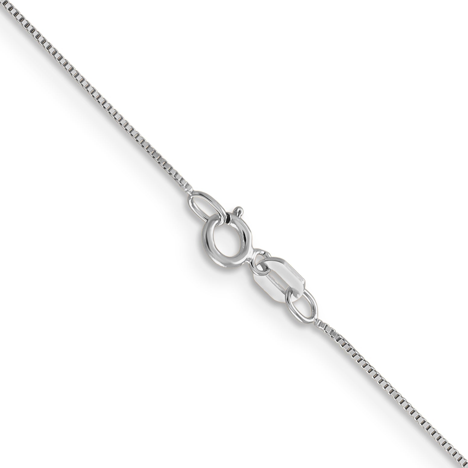 14K White Gold 22 Inch .5mm Box With Spring Ring Clasp Chain Necklace