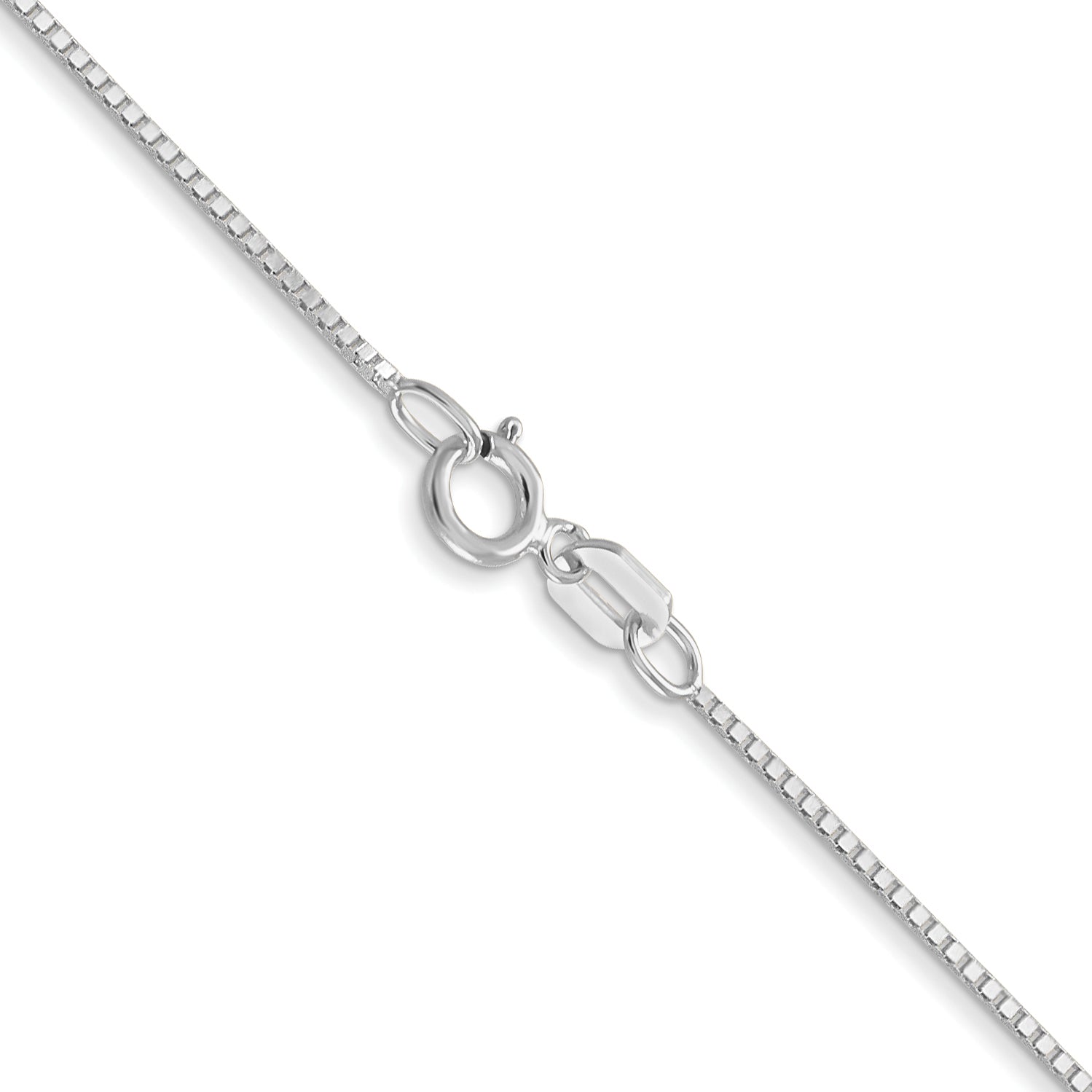 14K White Gold 24 Inch .7mm Box With Spring Ring Clasp Chain Necklace