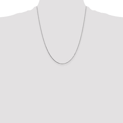 14K White Gold 22 Inch .7mm Box With Spring Ring Clasp Chain Necklace