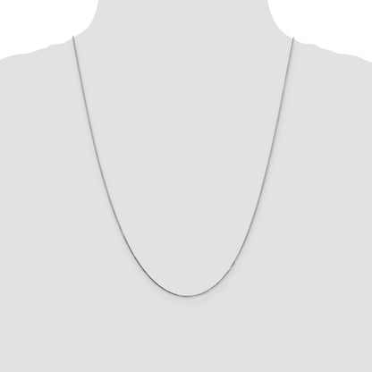 14K White Gold 24 Inch .7mm Box With Spring Ring Clasp Chain Necklace