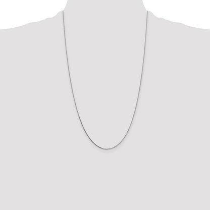 14K White Gold 26 Inch .7mm Box With Spring Ring Clasp Chain Necklace