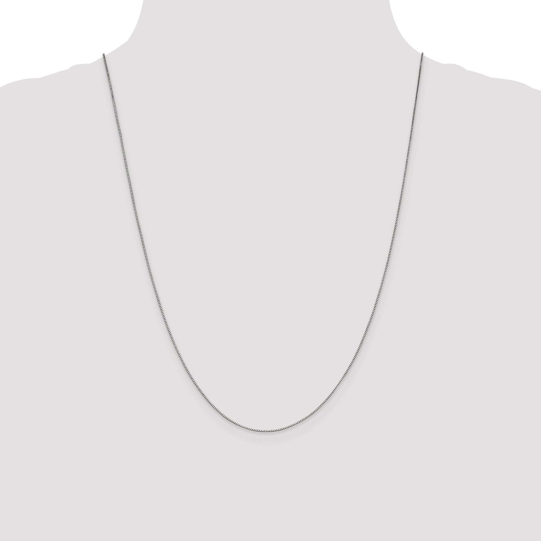 14K White Gold 24 Inch .7mm Box With Lobster Clasp Chain Necklace