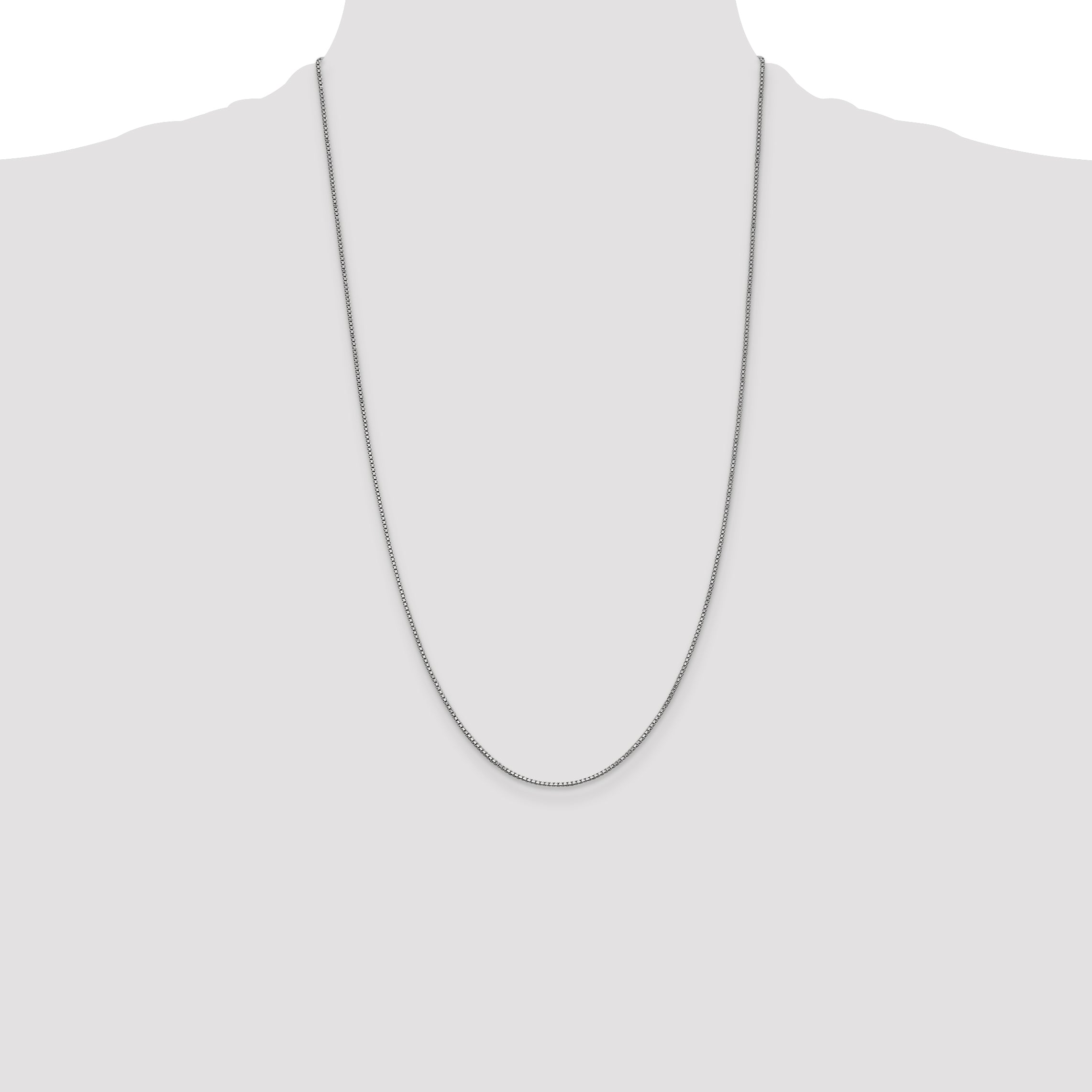 14K White Gold 26 Inch 1mm Box With Lobster Clasp Chain Necklace