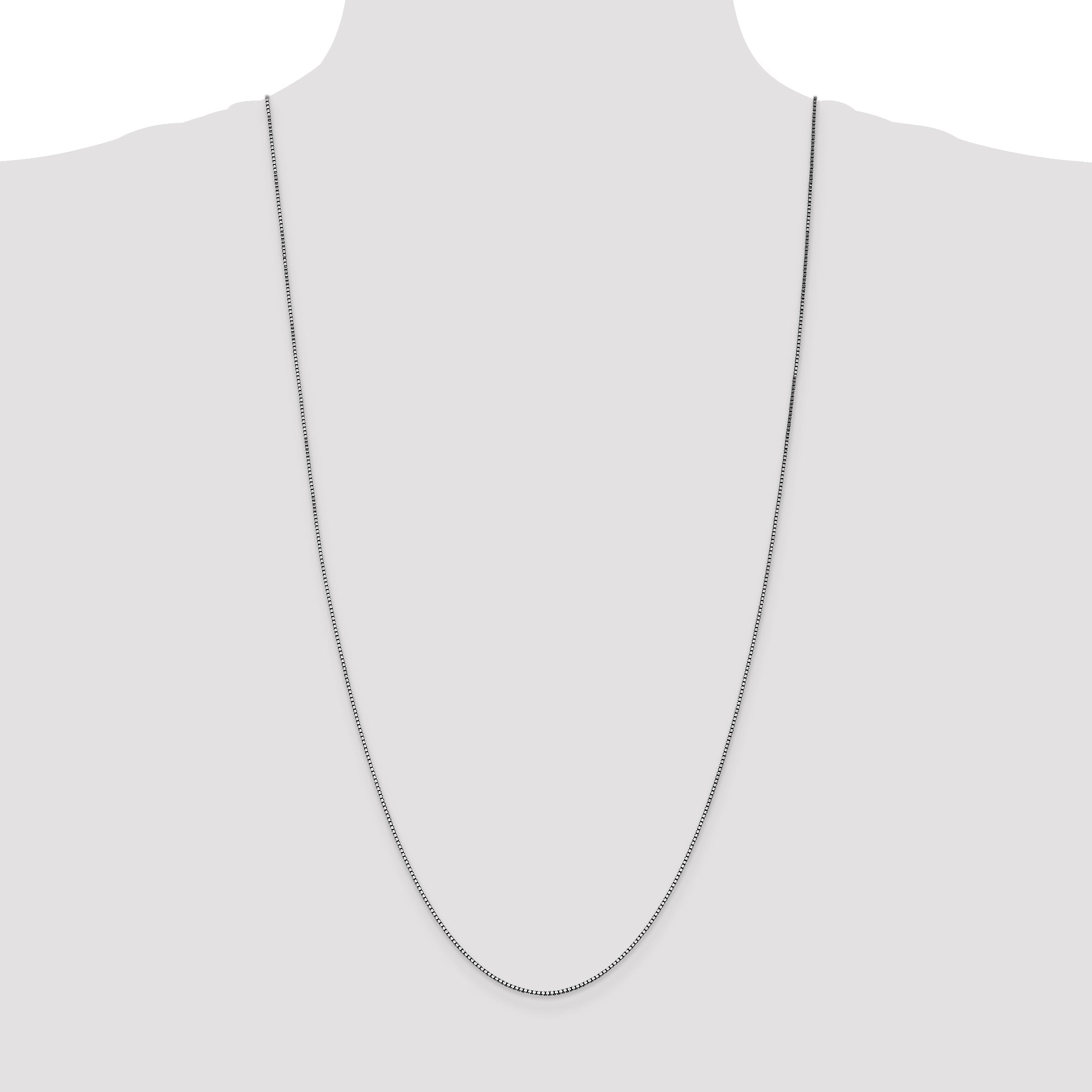 14K White Gold 30 Inch 1.05mm Box With Lobster Clasp Chain Necklace