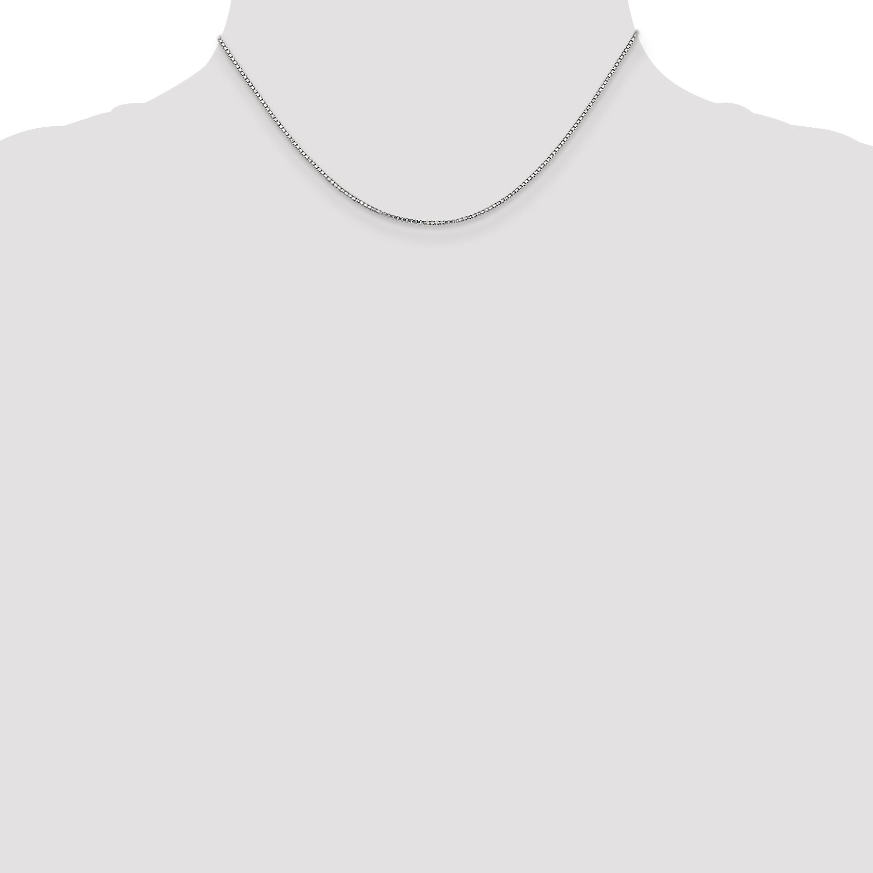 14K White Gold 14 Inch 1.1mm Box With Lobster Clasp Chain Necklace