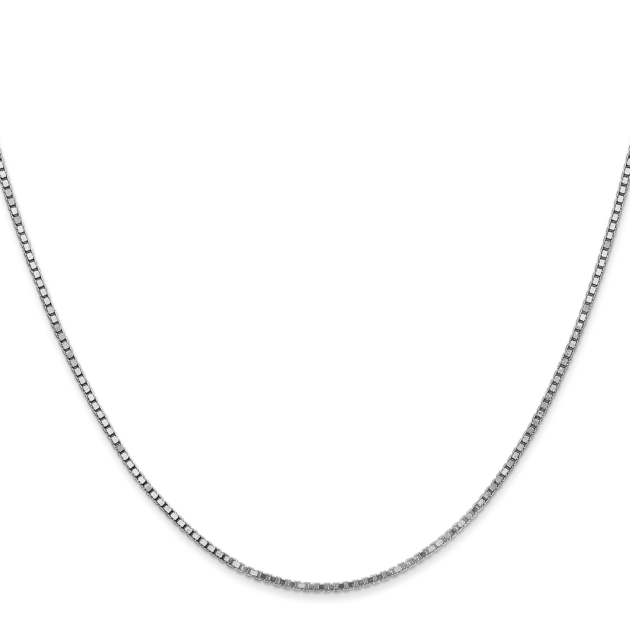14K White Gold 24 Inch 1.4mm Box With Lobster Clasp Chain Necklace