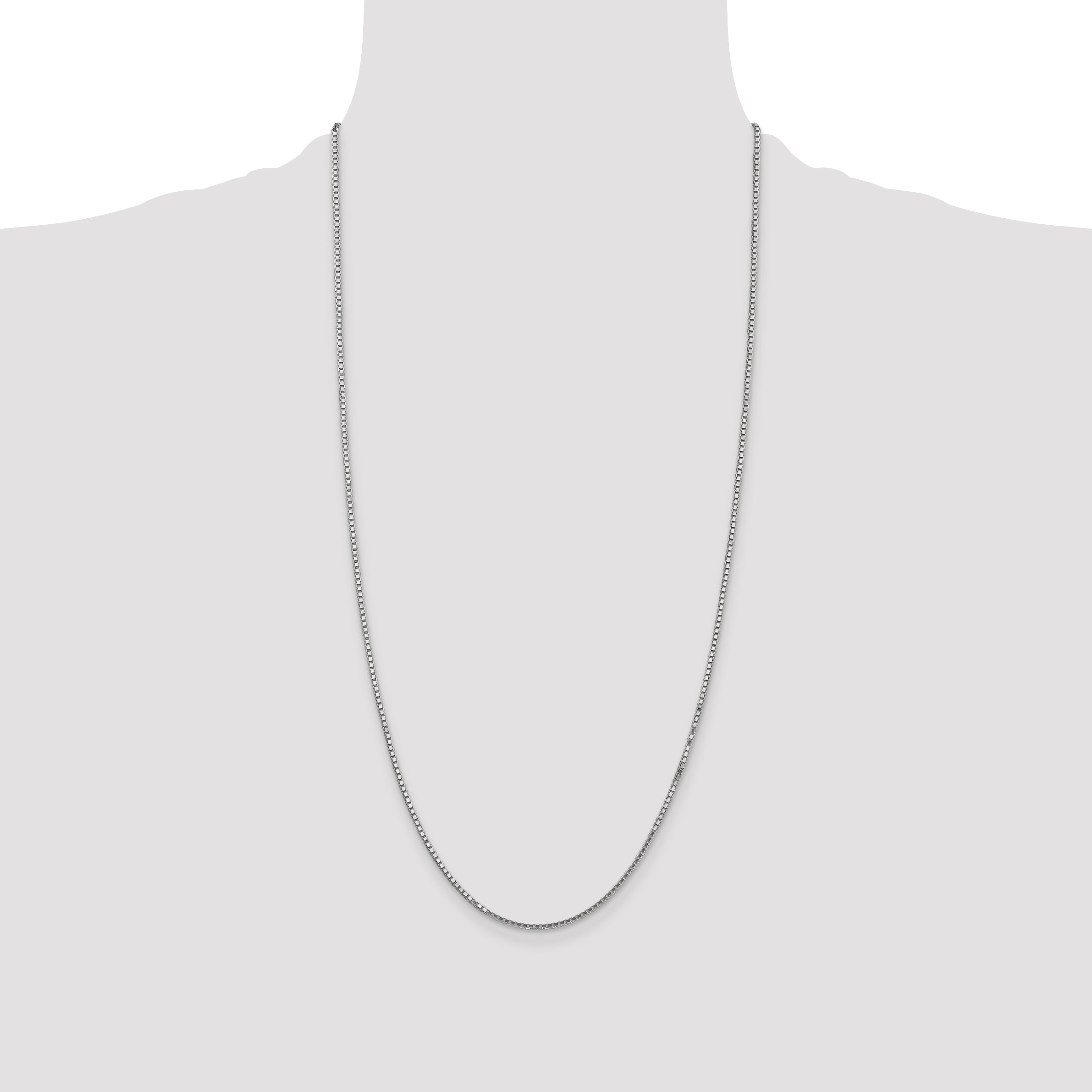 14K White Gold 28 Inch 1.5mm Box With Lobster Clasp Chain Necklace