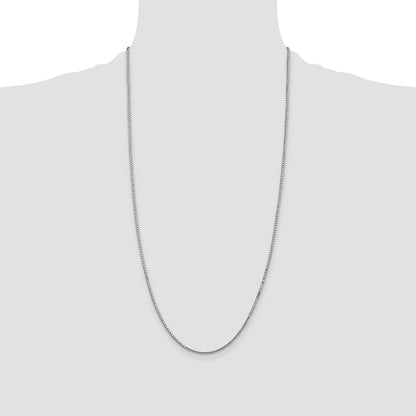 14K White Gold 28 Inch 1.5mm Box With Lobster Clasp Chain Necklace