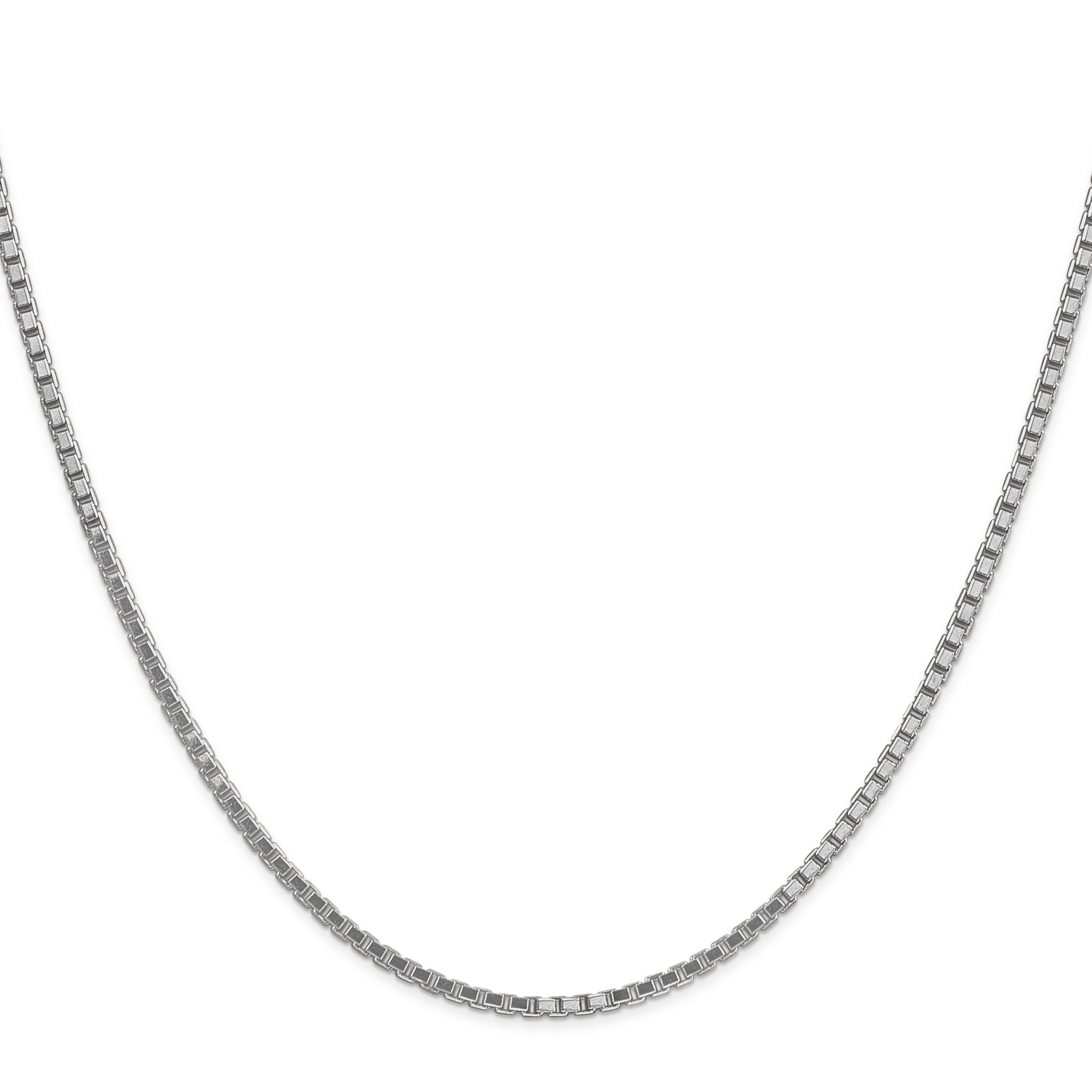14K White Gold 26 Inch 1.9mm Box With Lobster Clasp Chain Necklace