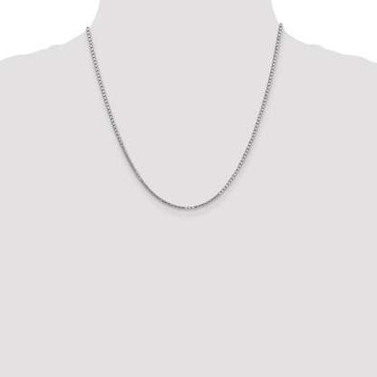 14K White Gold 20 Inch 1.9mm Box With Lobster Clasp Chain Necklace
