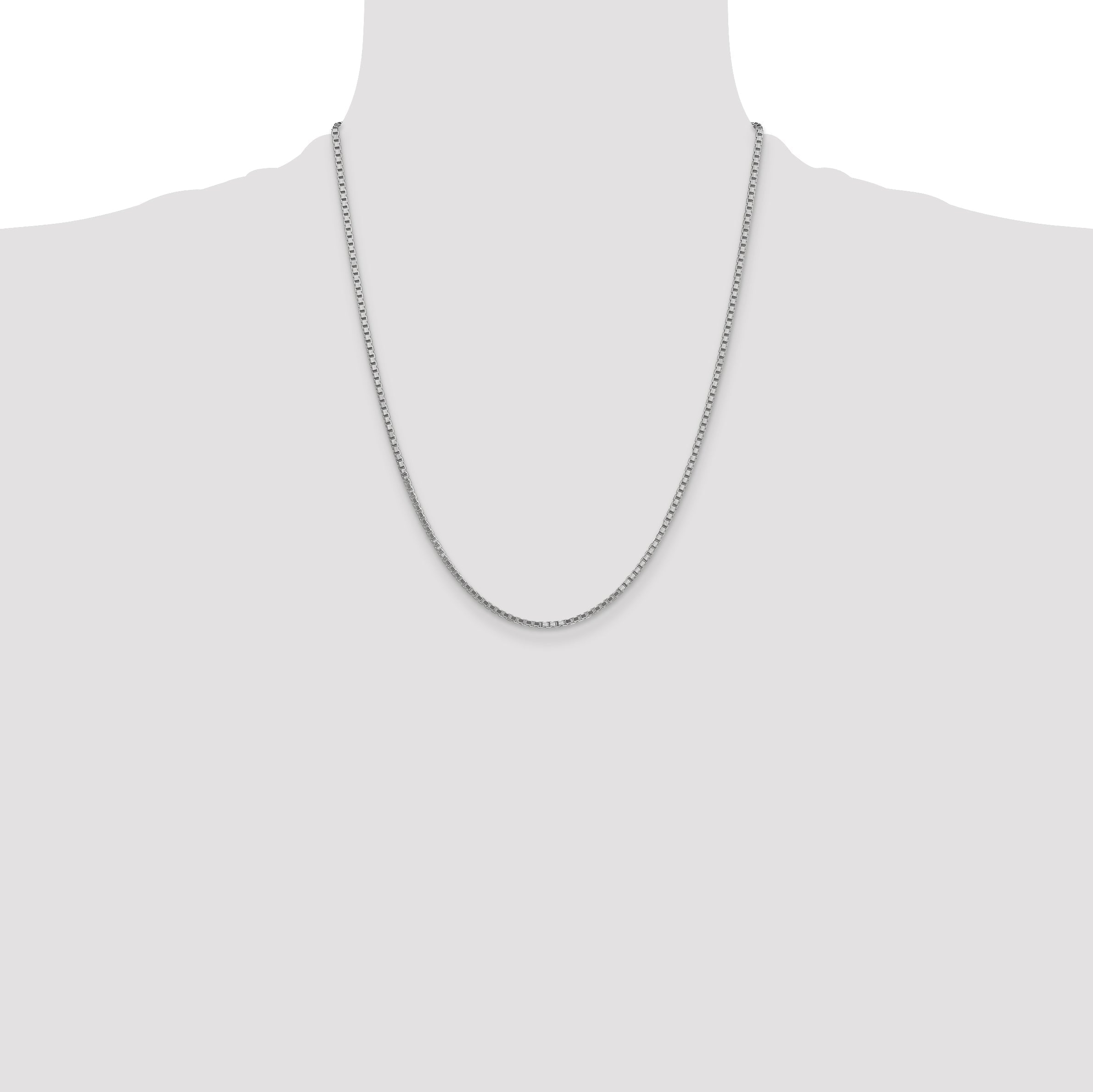 14K White Gold 22 Inch 1.9mm Box With Lobster Clasp Chain Necklace