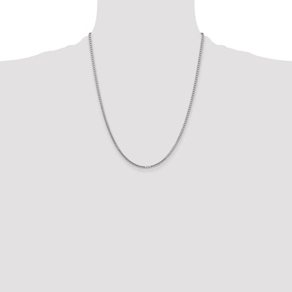 14K White Gold 22 Inch 1.9mm Box With Lobster Clasp Chain Necklace