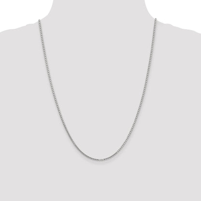 14K White Gold 24 Inch 1.9mm Box With Lobster Clasp Chain Necklace