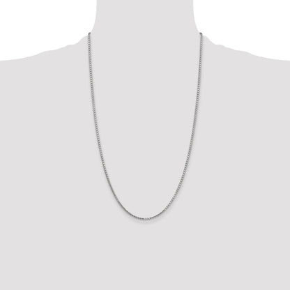 14K White Gold 26 Inch 1.9mm Box With Lobster Clasp Chain Necklace