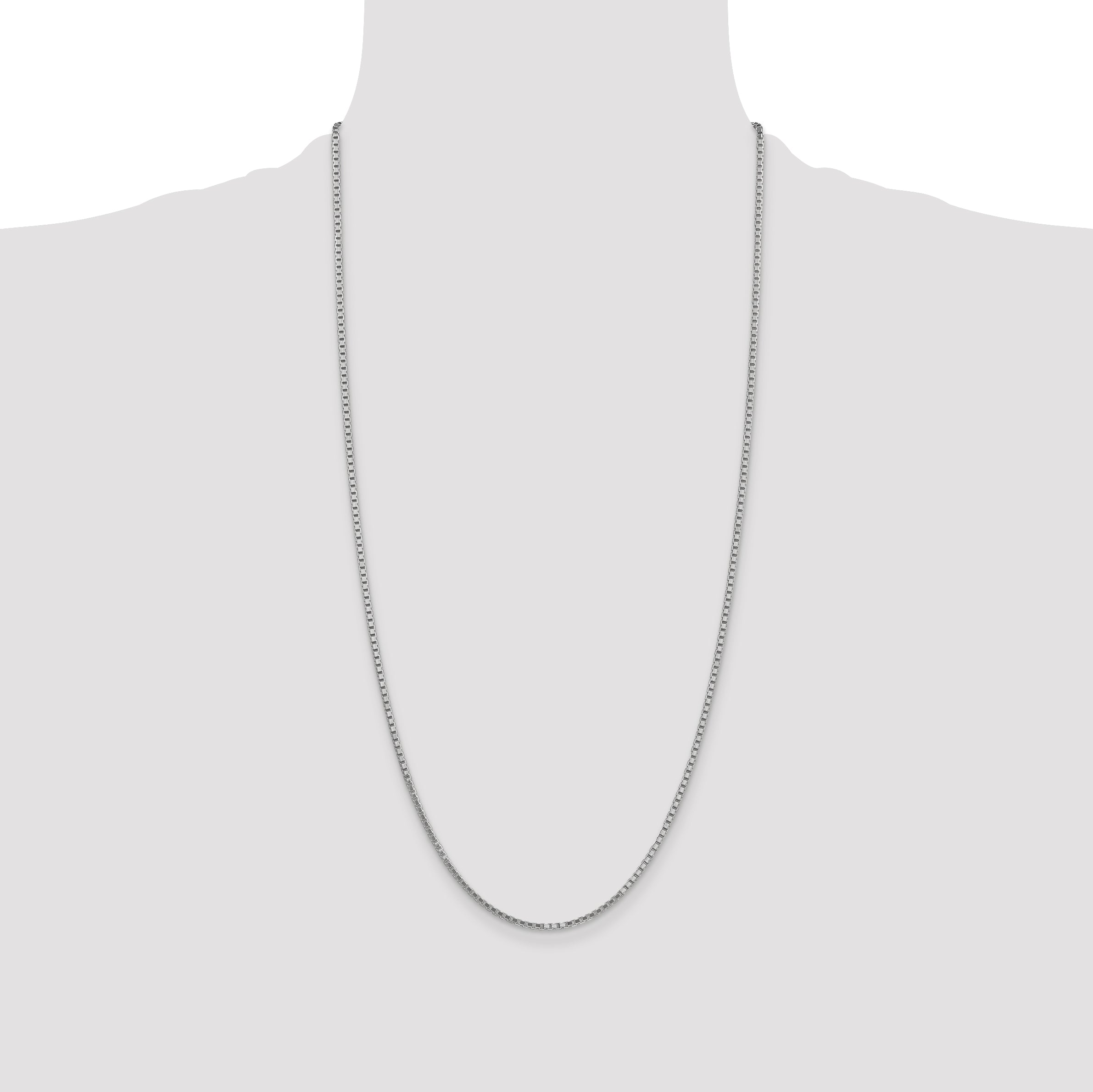14K White Gold 28 Inch 1.9mm Box With Lobster Clasp Chain Necklace