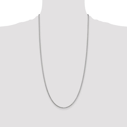 14K White Gold 28 Inch 1.9mm Box With Lobster Clasp Chain Necklace