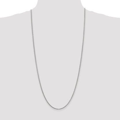 14K White Gold 30 Inch 1.9mm Box With Lobster Clasp Chain Necklace