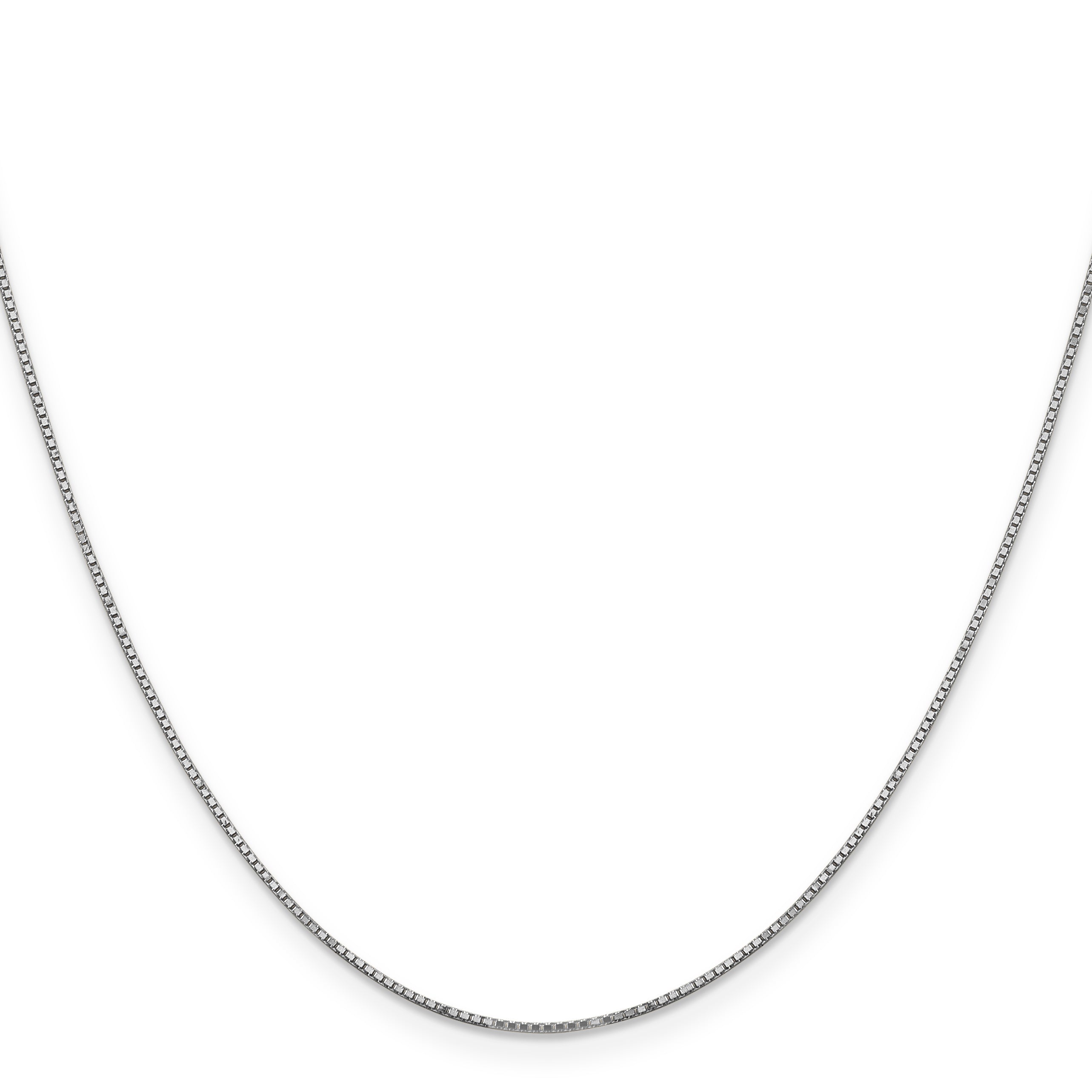 14K White Gold 16 Inch .9mm Box With Spring Ring Clasp Chain Necklace