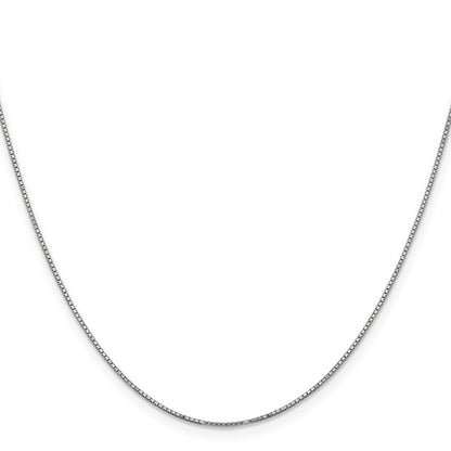 14K White Gold 24 Inch .9mm Box With Spring Ring Clasp Chain Necklace