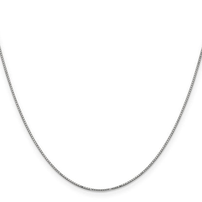 14K White Gold 30 Inch .9mm Box With Spring Ring Clasp Chain Necklace