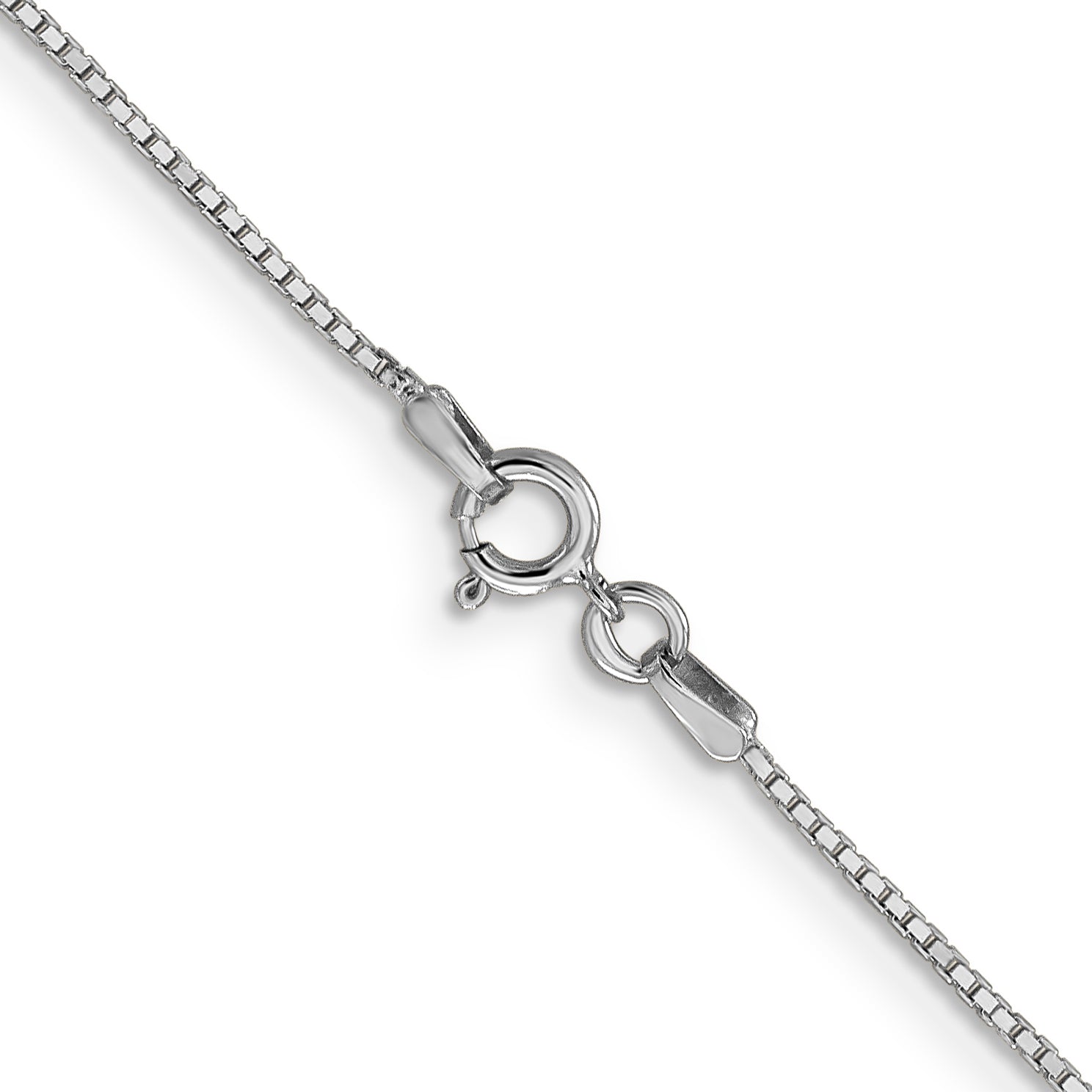 14K White Gold 22 Inch .9mm Box With Spring Ring Clasp Chain Necklace