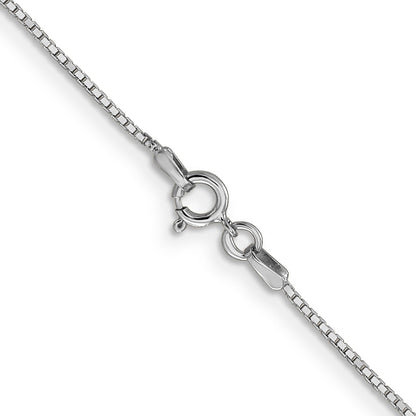 14K White Gold 22 Inch .9mm Box With Spring Ring Clasp Chain Necklace