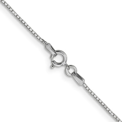 14K White Gold 24 Inch .9mm Box With Spring Ring Clasp Chain Necklace
