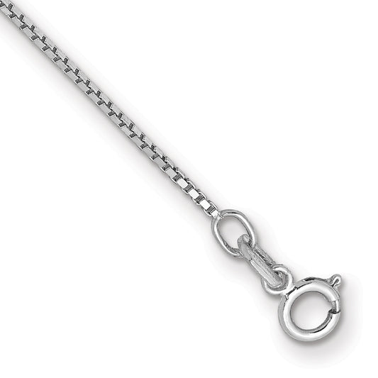 14K White Gold 7 Inch .9mm Box With Spring Ring Clasp Bracelet