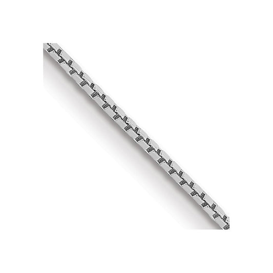 14K White Gold 24 Inch .9mm Box With Spring Ring Clasp Chain Necklace