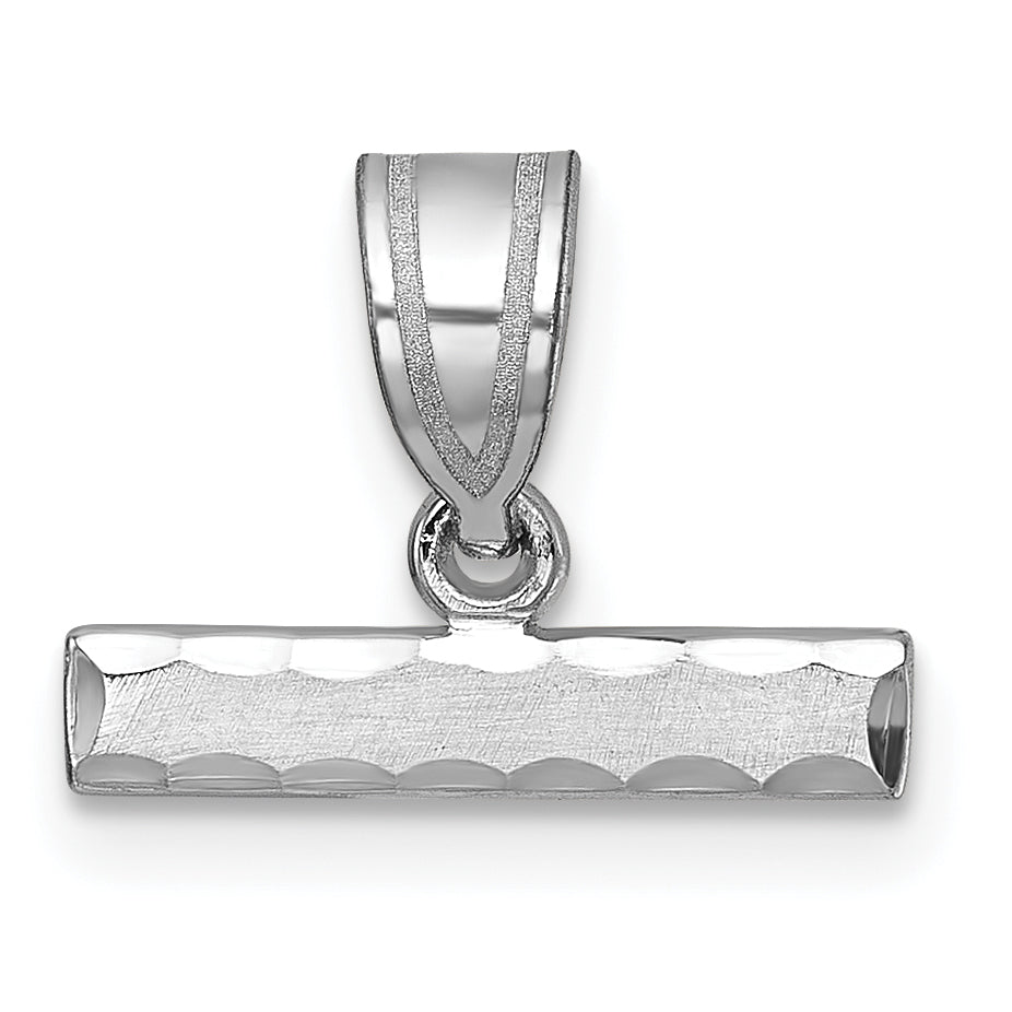 14k White Gold 14kw Large Brushed Diamond Cut Number Top Charm