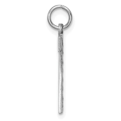 14k White Gold 14kw Large Brushed Diamond-cut  Number 7 Charm