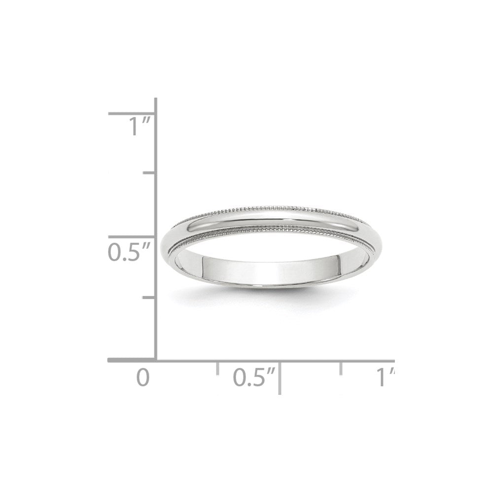 10k White Gold 3mm Milgrain Half Round Wedding Band Ring