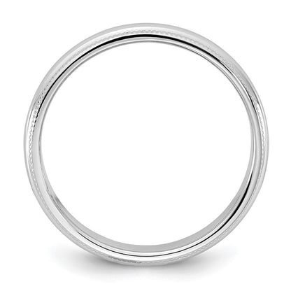 10K White Gold 10Kw 3.5mm Milgrain Half Round Band Size 10