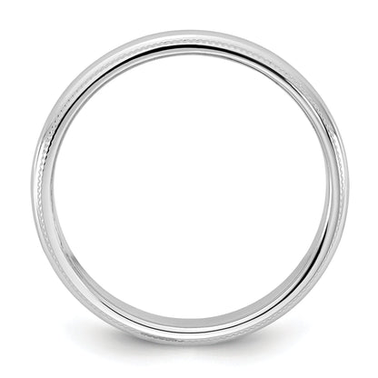 10K White Gold 10Kw 3.5mm Milgrain Half Round Band Size 6.5