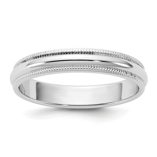 10K White Gold 10Kw 3.5mm Milgrain Half Round Band Size 10.5