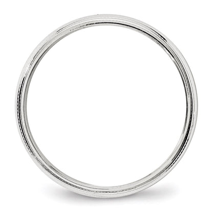 18k White Gold 4mm Milgrain Half Round Wedding Band Ring