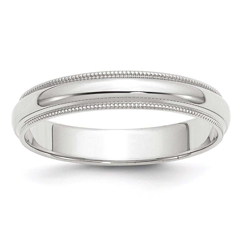 14k White Gold 4mm Milgrain Half Round Wedding Band Ring