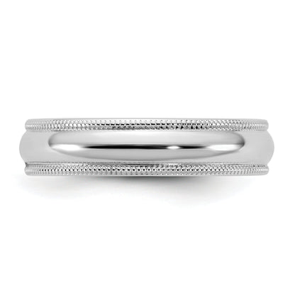 10K White Gold 10Kw 4.5mm Milgrain Half Round Band Size 12