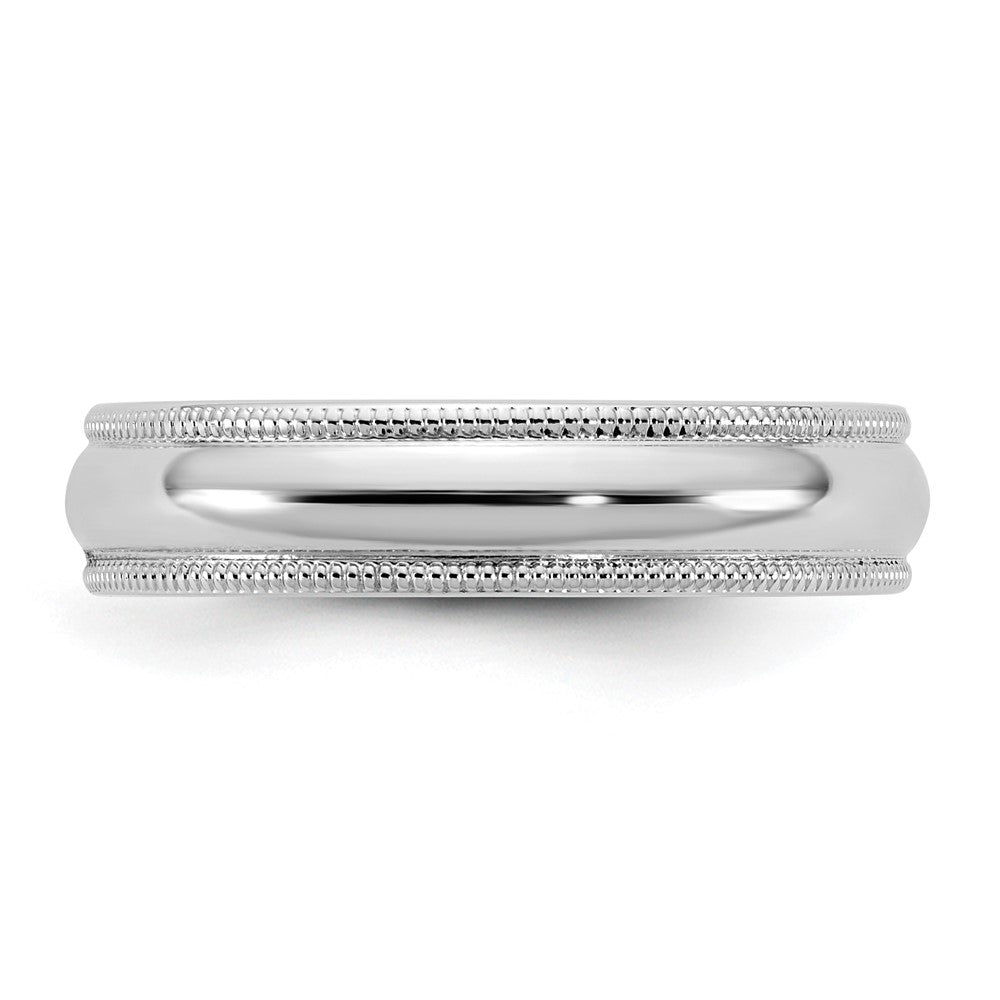 10K White Gold 10Kw 4.5mm Milgrain Half Round Band Size 9