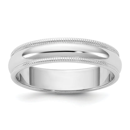 10K White Gold 10Kw 4.5mm Milgrain Half Round Band Size 6