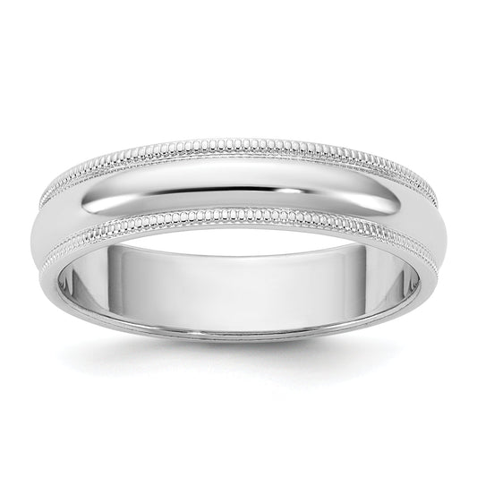 10K White Gold 10Kw 4.5mm Milgrain Half Round Band Size 6