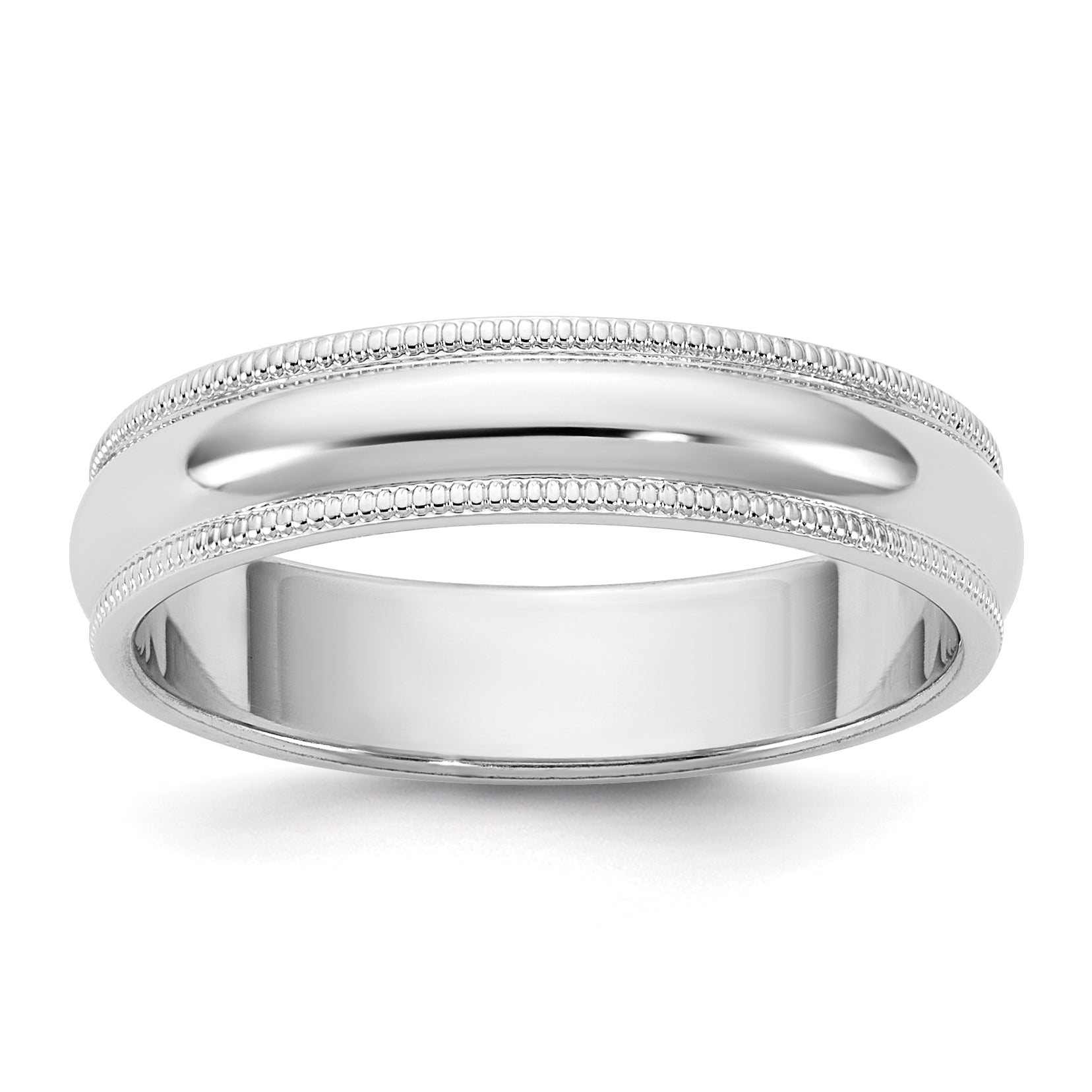 10K White Gold 10Kw 4.5mm Milgrain Half Round Band Size 5