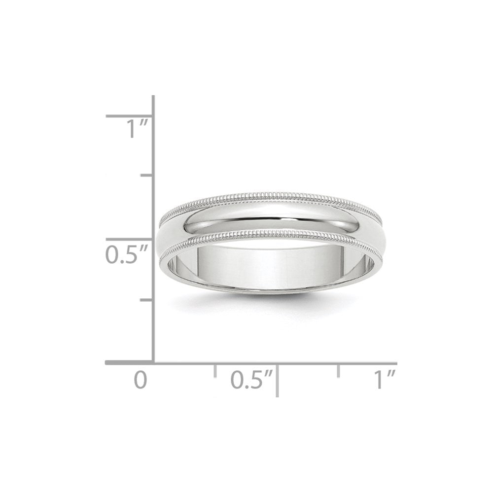 14k White Gold 5mm Milgrain Half Round Wedding Band Ring